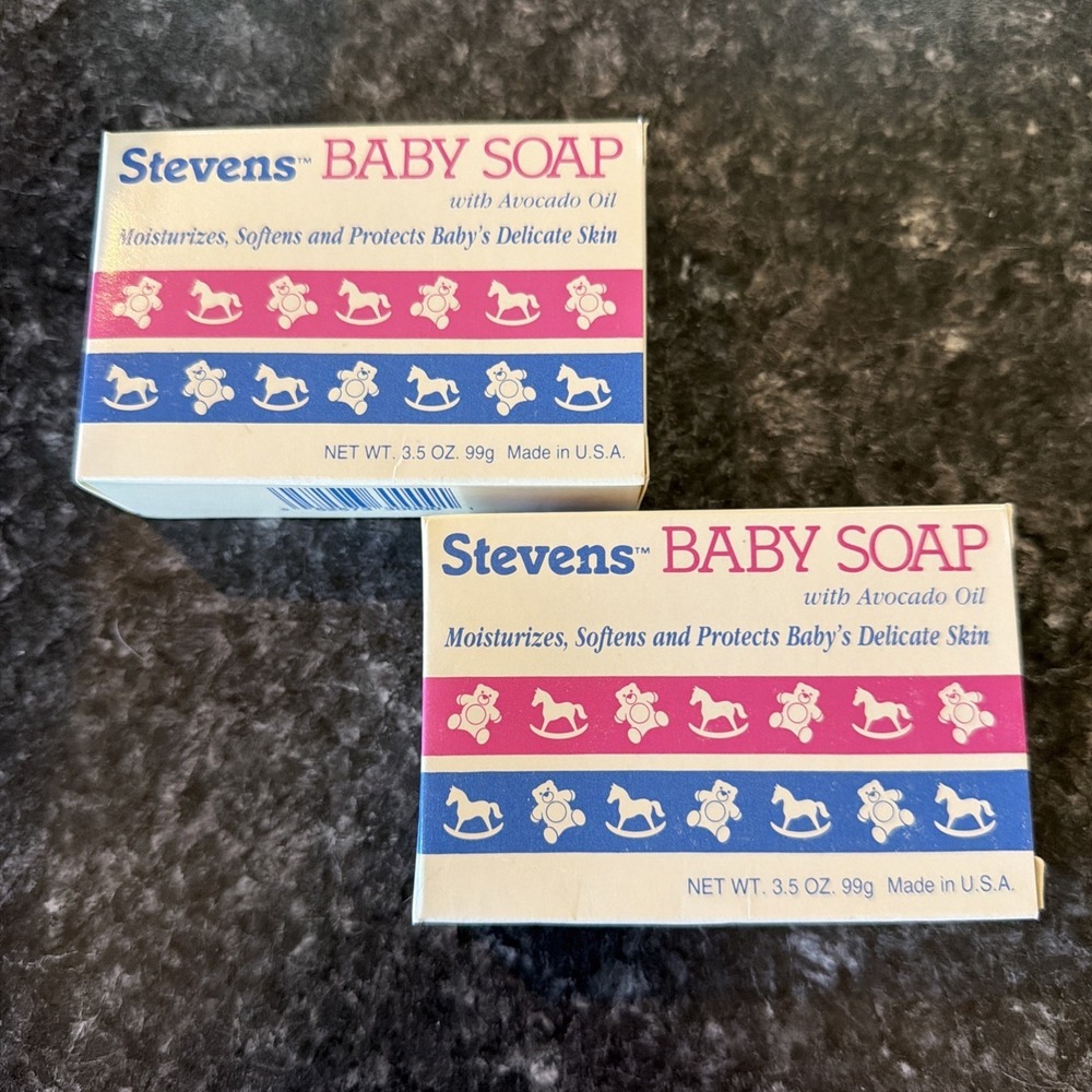 (2) VTG 1991 Steven's Baby Soap With Avocado Oil‎ Moisturizing Softens Protects